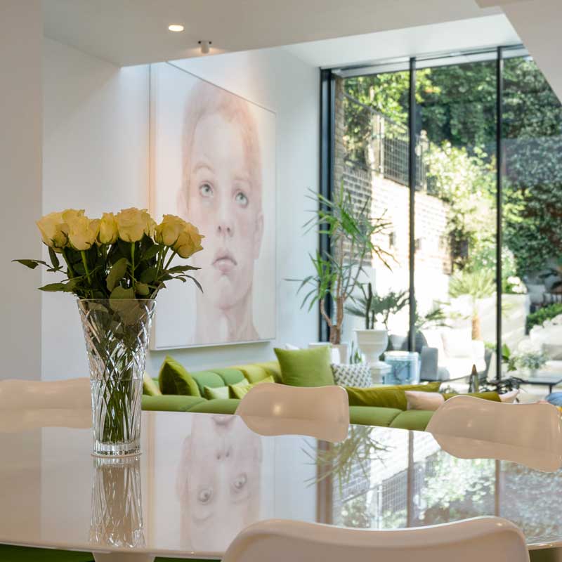 Close-up of a porcelain worktop surface