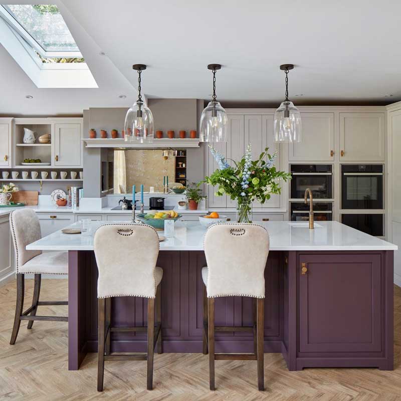 Close-up of a polished quartz worktop surface